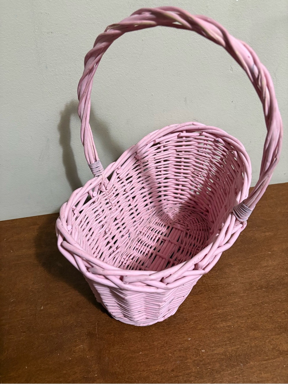 Pink Woven Handle Basket for Home Decor